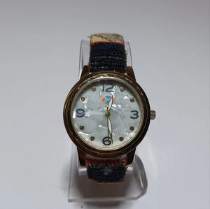 CANYON SKY Watch Southwest Inspiration Tribal Fabric Band Gold Tone MOP Dial